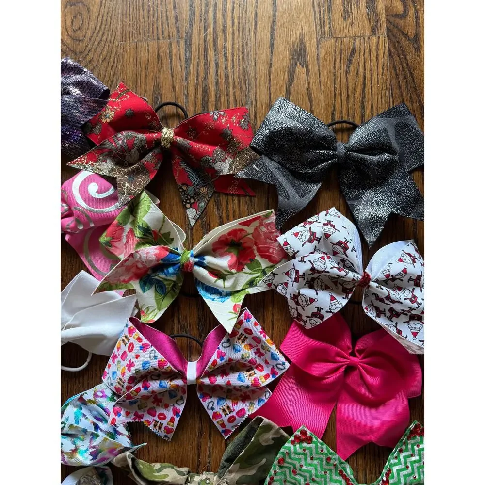 26 Cheer Bow Bundle Practice Competition Summit Worlds Sparkle Iridescent Sequin